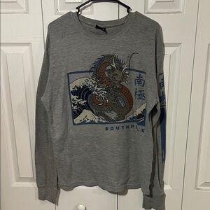 South Pole Gray Long Sleeve Dragon Tee